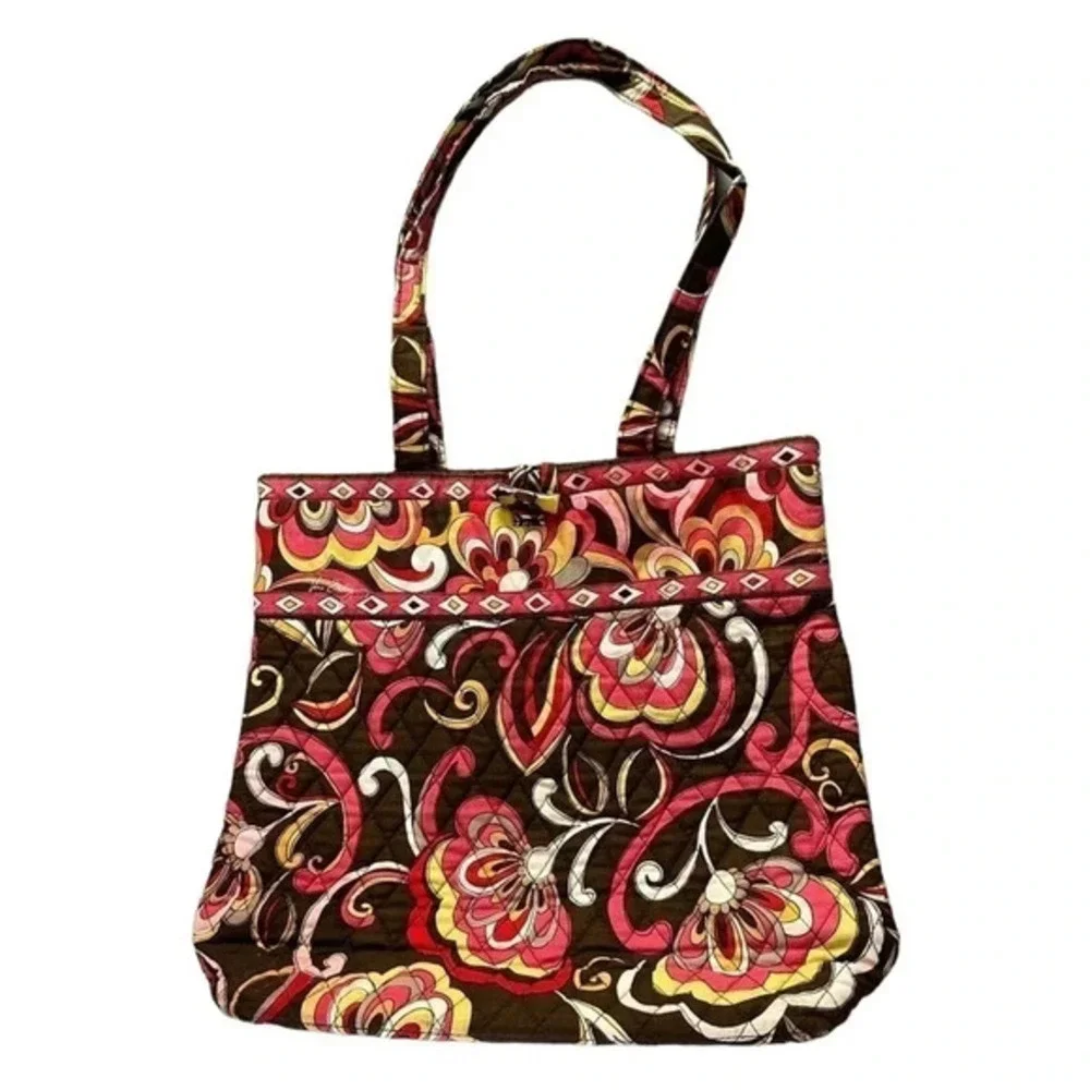 Vera Bradley Tote Bag Medium Multicolor Floral Quilted Cotton Toggle Closure‎